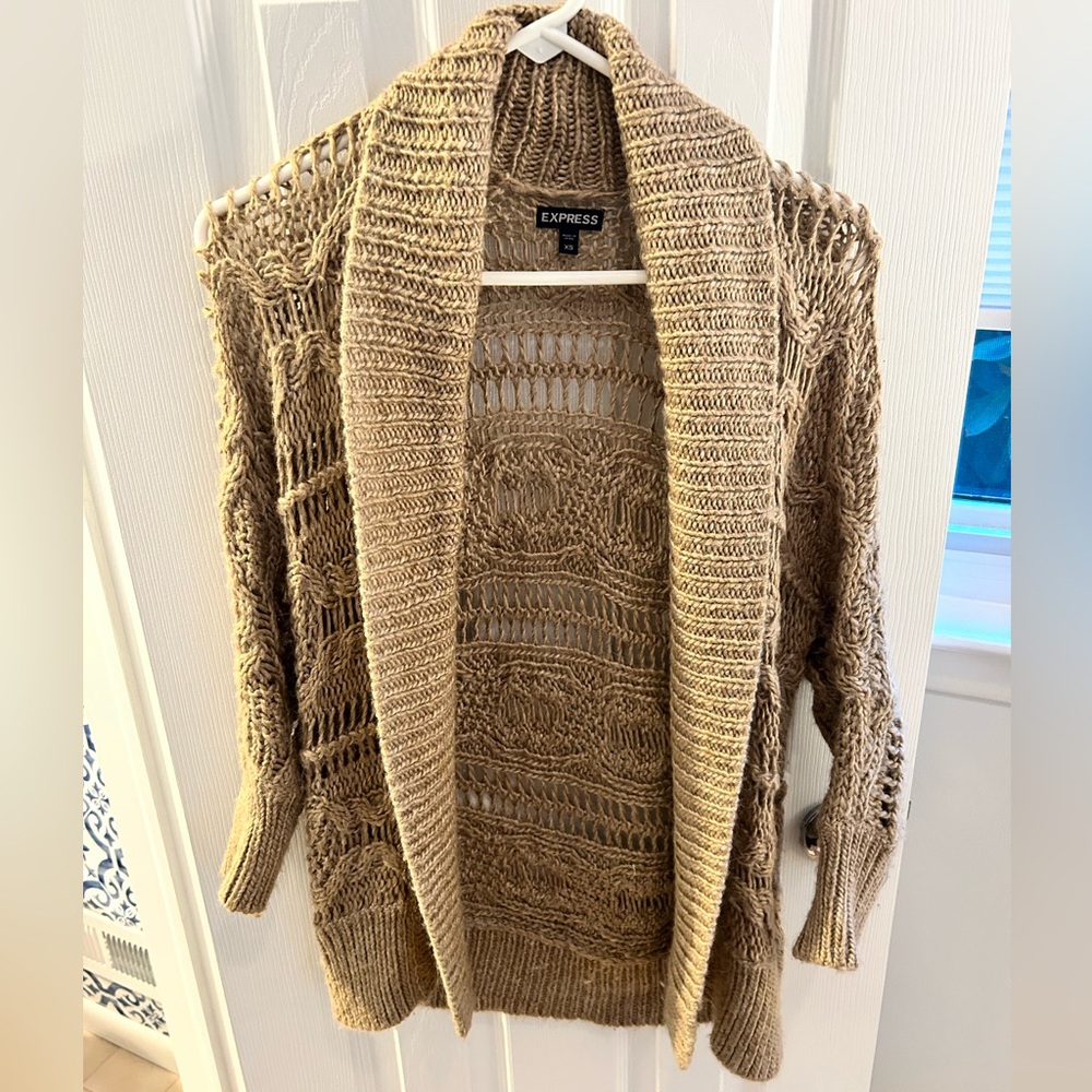 Express tan/brown knit cardigan sweater